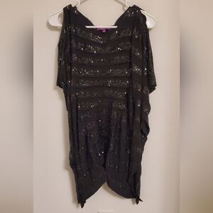 Nicole Black Sequin Embellished Top Size Large Holiday Party Event